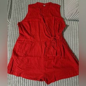Red Sleeveless Romper